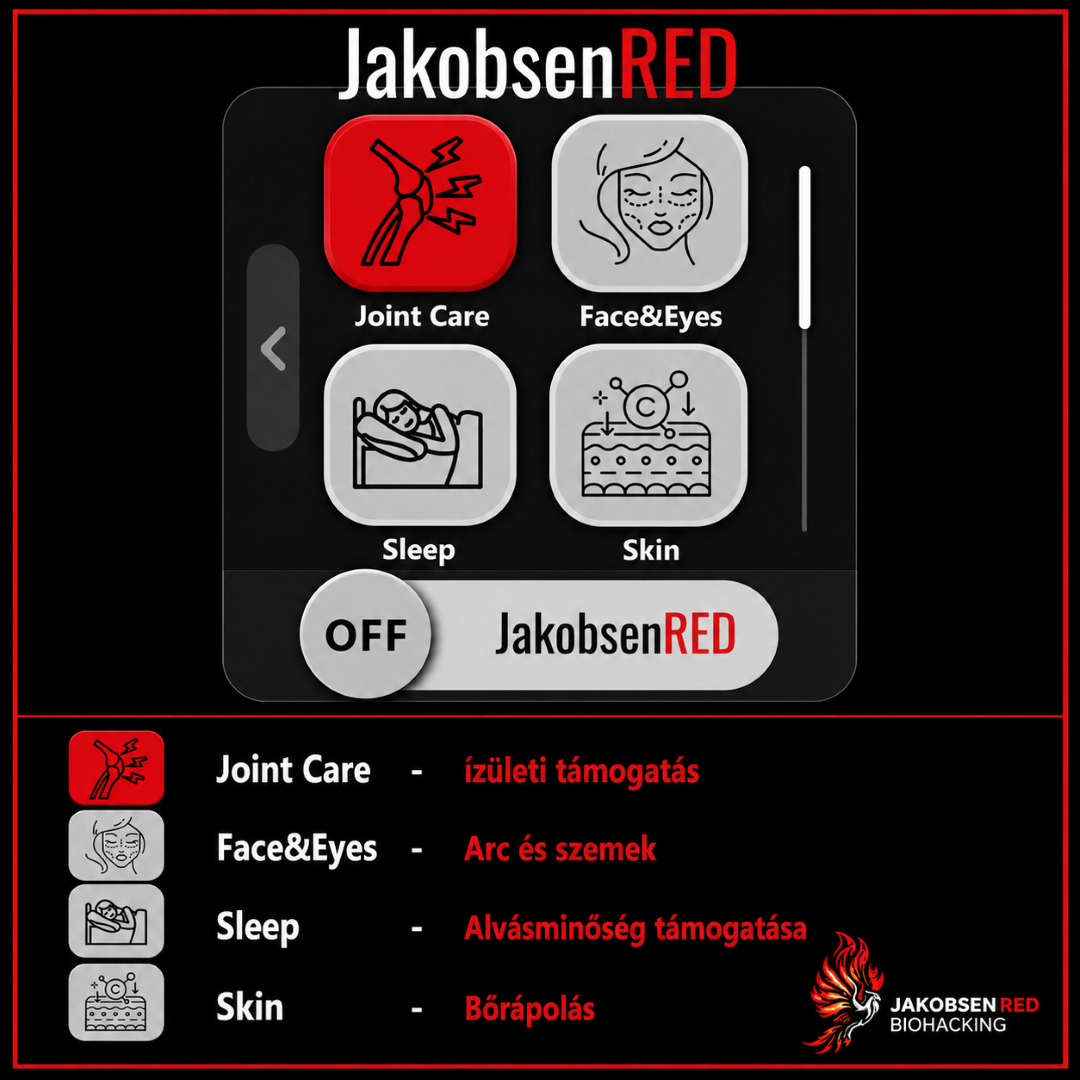 JakobsenREDE SMART Vörösfény-terápia panel kezelő felület